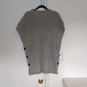 Seraphine Gray Knit Poncho with Button Accents